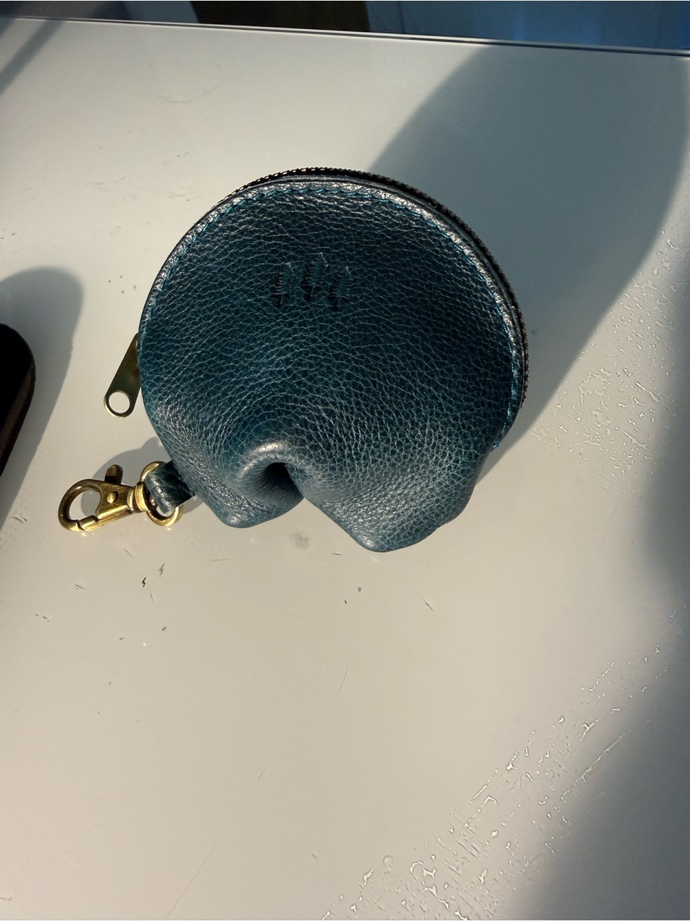 NEW One Portland Leather Fortune Cookie Keychain LAGOON